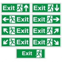 White Rigid Plastic Self Adhesive British Standard Fire Exit Signs
