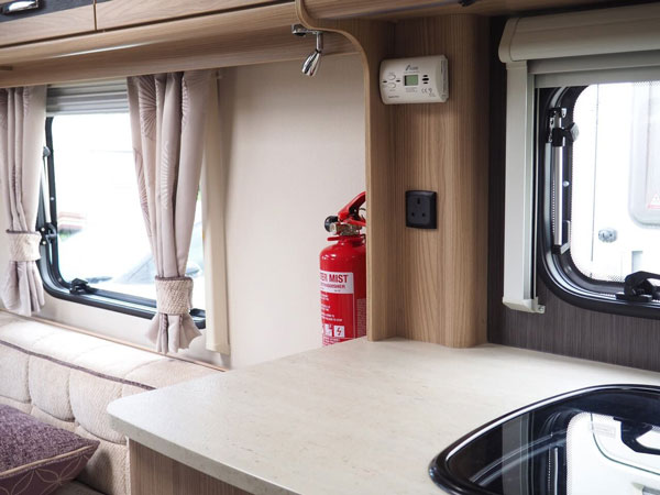 Caravan fire extinguisher and CO alarm