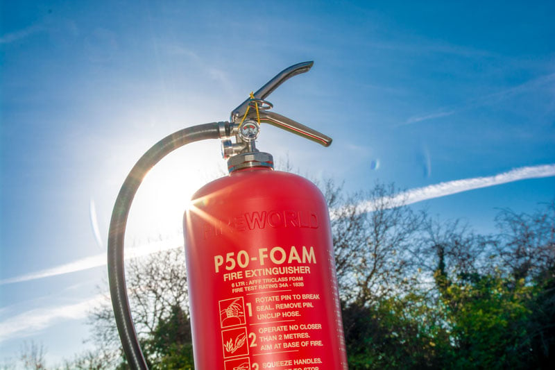 P50 foam extinguisher in the sun