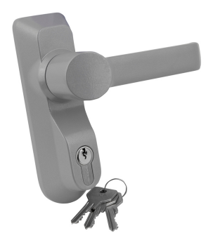 Lock and key door handle for securing fire exit