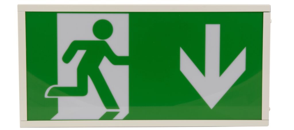 Sign used to indicate the location of a fire exit door