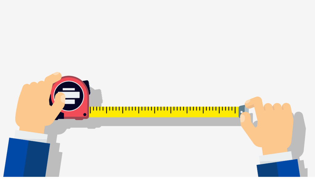 Cartoon showing measuring tape being opened