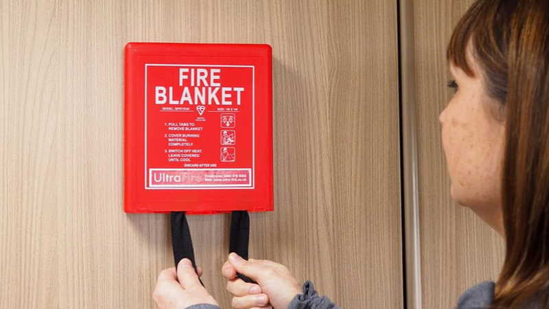 A fire blanket in a caravn