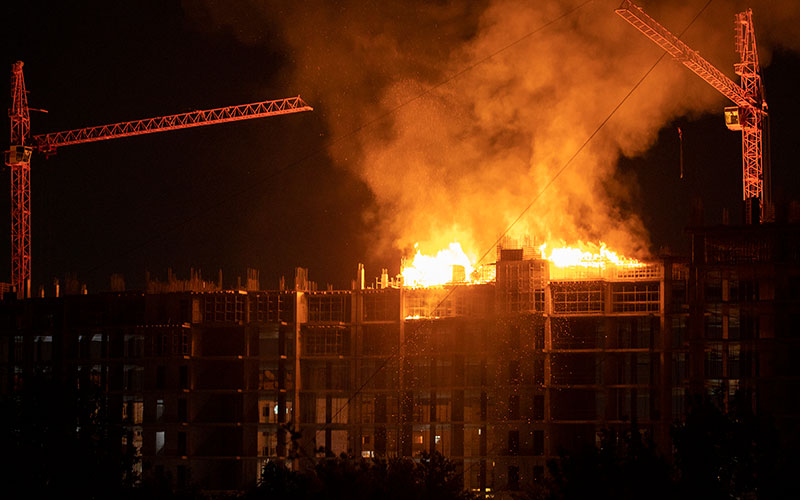 A construction site fire