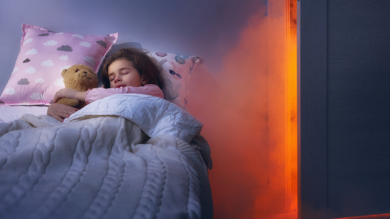 Smoke entering a childs bedroom