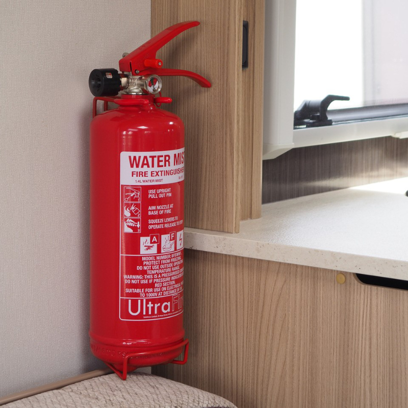 Fire extinguishers in caravans