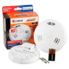 Full kit including Kidde Slick smoke alarm, mounting base, 9V battery, screws, and retail packaging.