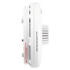 Side view of a Kidde mains‑powered heat alarm with vent slots and red arrow label for cover removal.