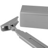 Close up of mounting point detail on assa abloy dc140a door closer in silver finish