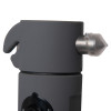 Close up of the top part of the aa emergency car torch window hammer belt cutter showing the metal hammer tip and black plastic body