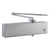 Front view of union ce24v overhead door closer showing rectangular metal body and attached arm