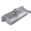 Close up of the metal body of the union ce3f overhead door closer showing mounting screws and arm attachment