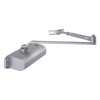 union ce3f overhead door closer shown from the front with an extended arm in a silver finish