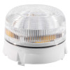 angled view of mains powered 3 watt xenon beacon with clear ribbed dome and white base