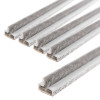 Pack of white single door fire and smoke seal strips with grey felt edges shown on a white background