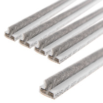 Pack of white single door fire and smoke seal strips with grey felt edges shown on a white background
