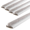 Close-up pack of white single door fire and smoke seal strips with soft brushing along the edge
