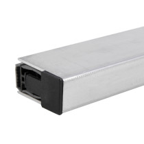 Close up of the end of an astro db seal plus drop down seal showing metal and black plastic parts