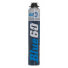 Front view of a tube of blue 60 fire rated frame foam with visible branding and open nozzle