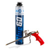 blue 60 fire rated frame foam can with applicator gun and two clear plastic tube nozzles visible