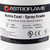 Close‑up of the product label on the Astroflame Astro Coat Spray Grade ablative sealant tub