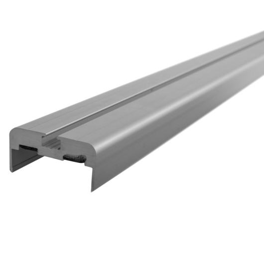 angled view of a silver door edge guard flat 44mm showing its profile and shape