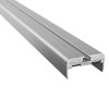 angled close-up of a silver door edge guard flat 46mm showing its profile and smooth metallic surface