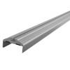 angled close up of a silver door edge guard round 44mm showing its rounded shape and cross section