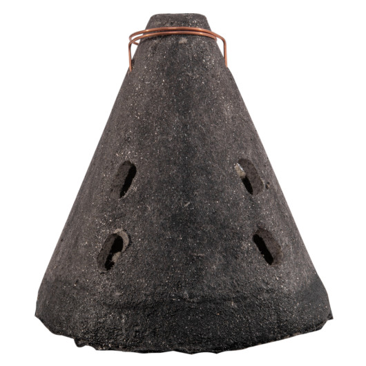 Front view of an intumescent downlight cover small showing its cone shape and small openings