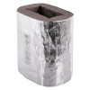 Angled view of intumescent duct sleeve 110mm with reflective silver outer covering and dark inner material