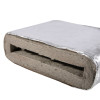 Angled view of an intumescent duct sleeve 234mm showing its foil-covered exterior and inner material texture