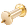 back view of a fire rated door viewer brass showing the round flat surface and small pin details