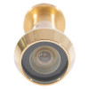 Front view of a fire rated door viewer brass showing the lens and outer trim in brass finish