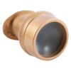 Close up of fire rated door viewer gold showing the round lens and metallic finish