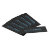 group of astroflame flexifire hinge pads with blue text arranged overlapping on a white background