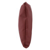 Side view of a large astro pillow in dark red fabric showing its thickness and texture