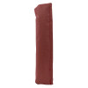 Back view of the astro pillow sausage showing its red textured fabric and shape
