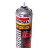 Close up of the nozzle on a can of economy fire rated foam showing the top part and label details
