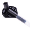 Close up of economy fire rated foam with a black plastic spout attached to a transparent tube