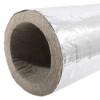 Close-up of the end of a thermal pipe sleeve 127mm showing the inner insulation material and outer silver layer
