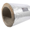End view of a thermal pipe sleeve 169mm showing the inner insulation material and reflective outer covering