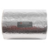 thermal pipe sleeve 169mm shown from the front wrapped in reflective silver material with a product label in the centre