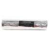Front view of a thermal pipe sleeve 21mm wrapped in reflective silver material with a black label
