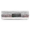 front view of a thermal pipe sleeve 54mm wrapped in a silver reflective material with a label in the centre