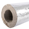 Close up of the end of a 67mm thermal pipe sleeve showing the layered insulating material and metallic outer surface