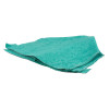 Folded part of an astroflame fire rated luminaire canopy single in teal fabric shown on a white background
