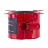 astroflame intumescent pipe collars small 55mm showing side clasp in red metal with black label