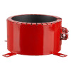 astroflame 4hr intumescent pipe collar 90mm shown from the side with red outer casing and metal fastening clips