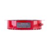 astroflame 4hr intumescent pipe collar large showing the side label with product name and contact details
