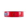 astroflame 4hr intumescent pipe collars large shown from the side with a red metal surface and latch detail